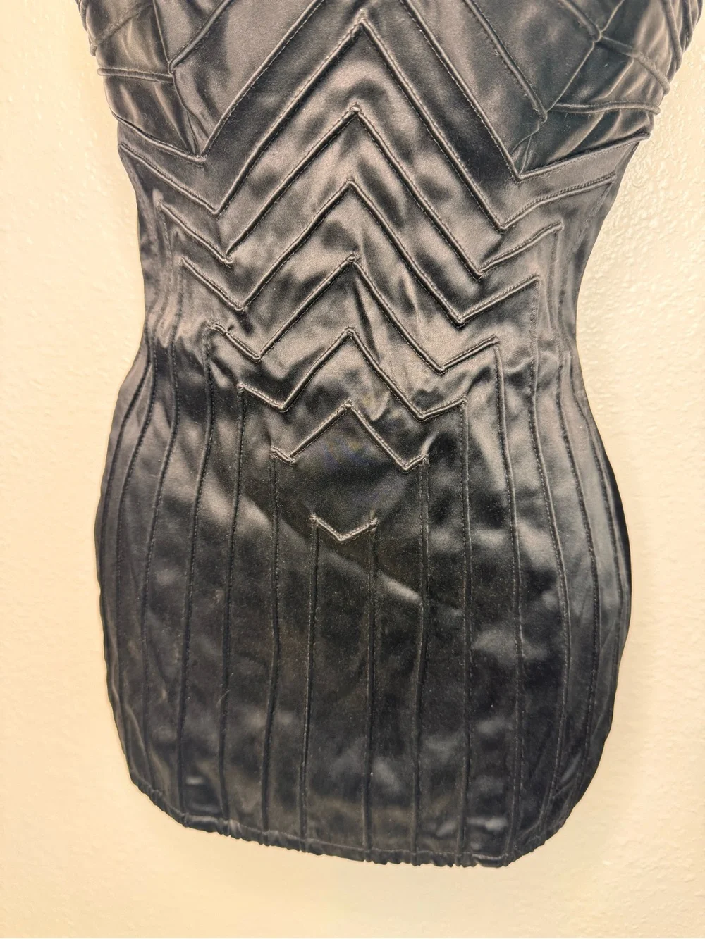 50s Vintage Bombshell Black Satin Alix of Miami One Pc Swimsuit SLIMMING M/L - Picture 3 of 13